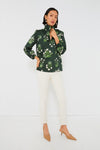 Viridian Stamped Bouquets Bouvier Blouse