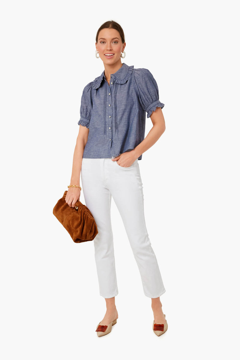 Navy Chambray The Fern Top