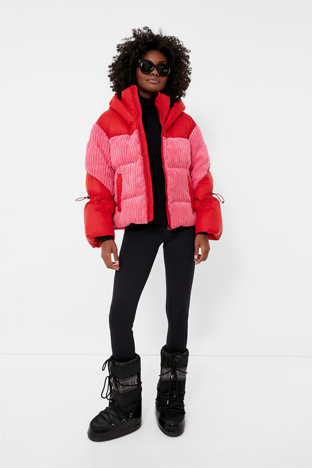 Azalea Pink and Red Zao Short Down Jacket