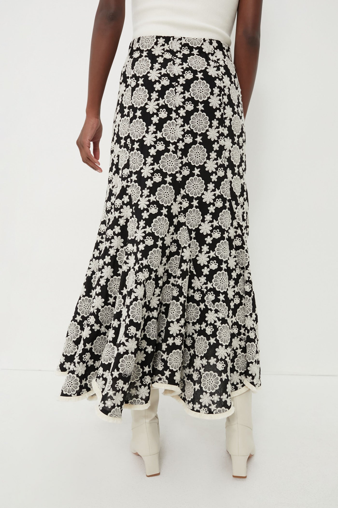 Black & Ivory Eyelet Violet Maxi Skirt