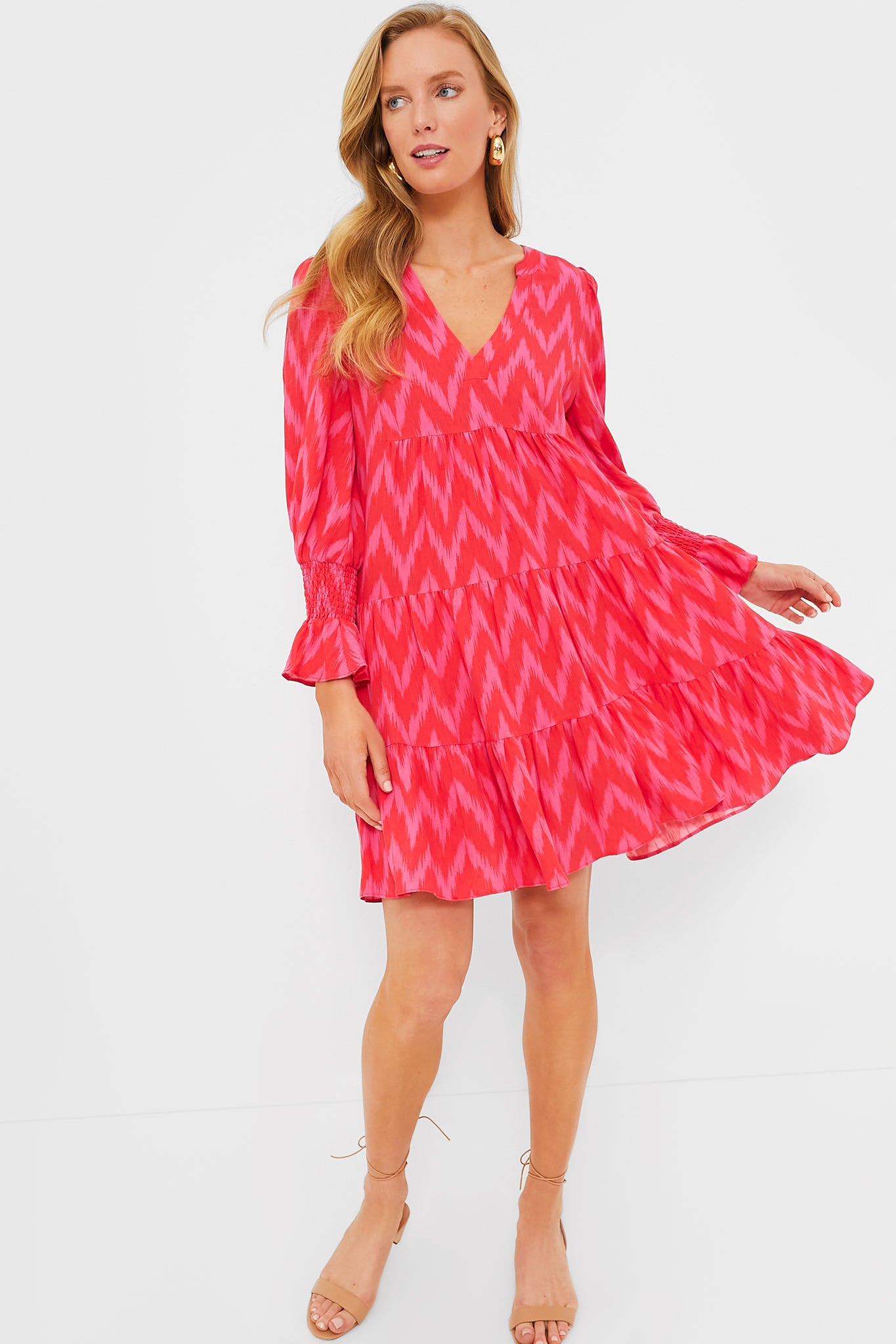 Flowy and light, super comfortable and super pretty.This pink v