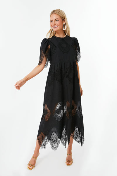 NWT Alexis Black Catalina Choker Fit hot & Flare Long Sleeve Lace Dress