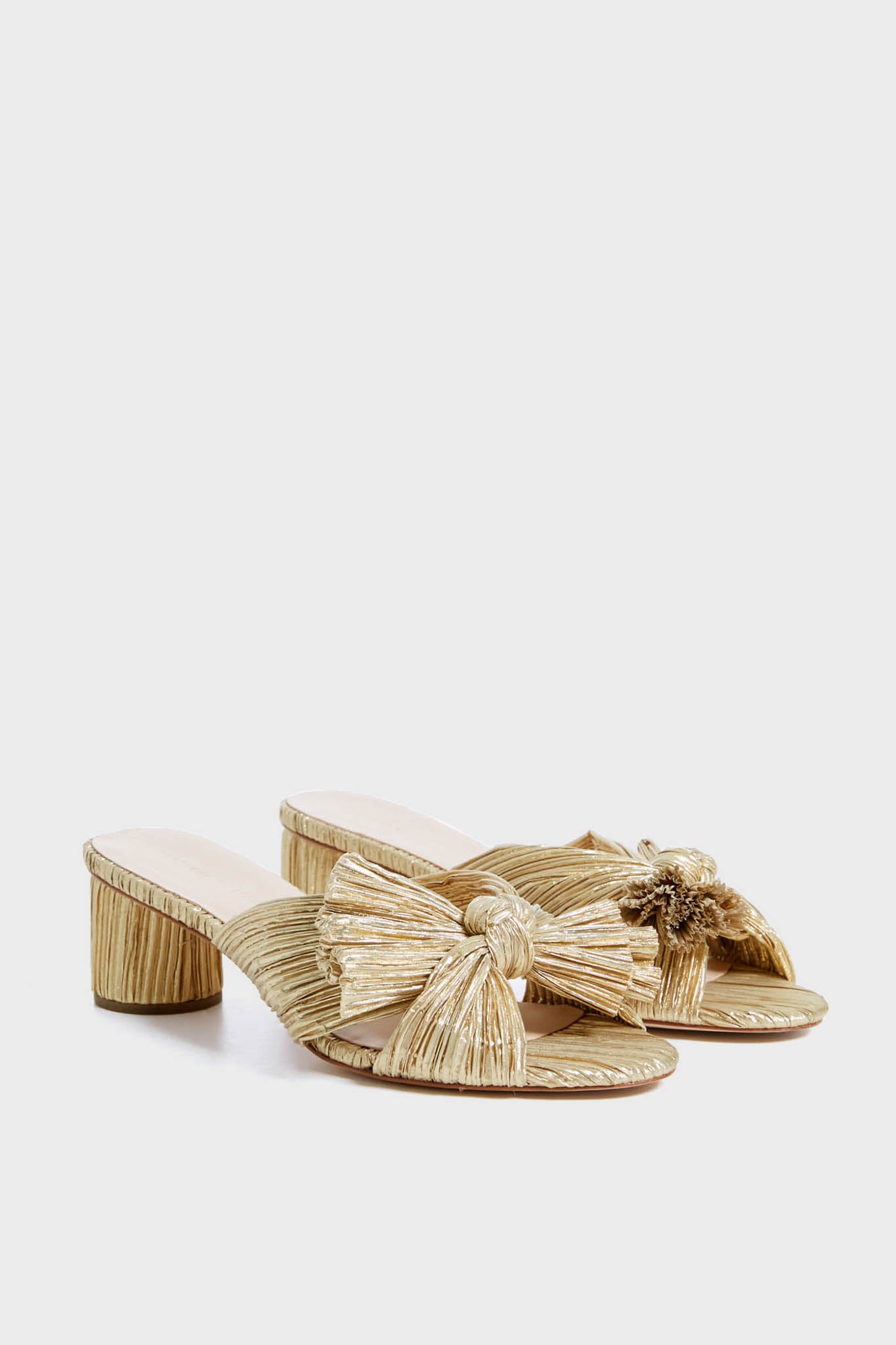 Loeffler randall emilia discount pleated knot mules gold