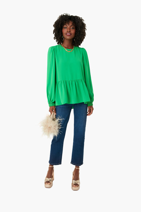Emerald Green Carlota Peplum Blouse