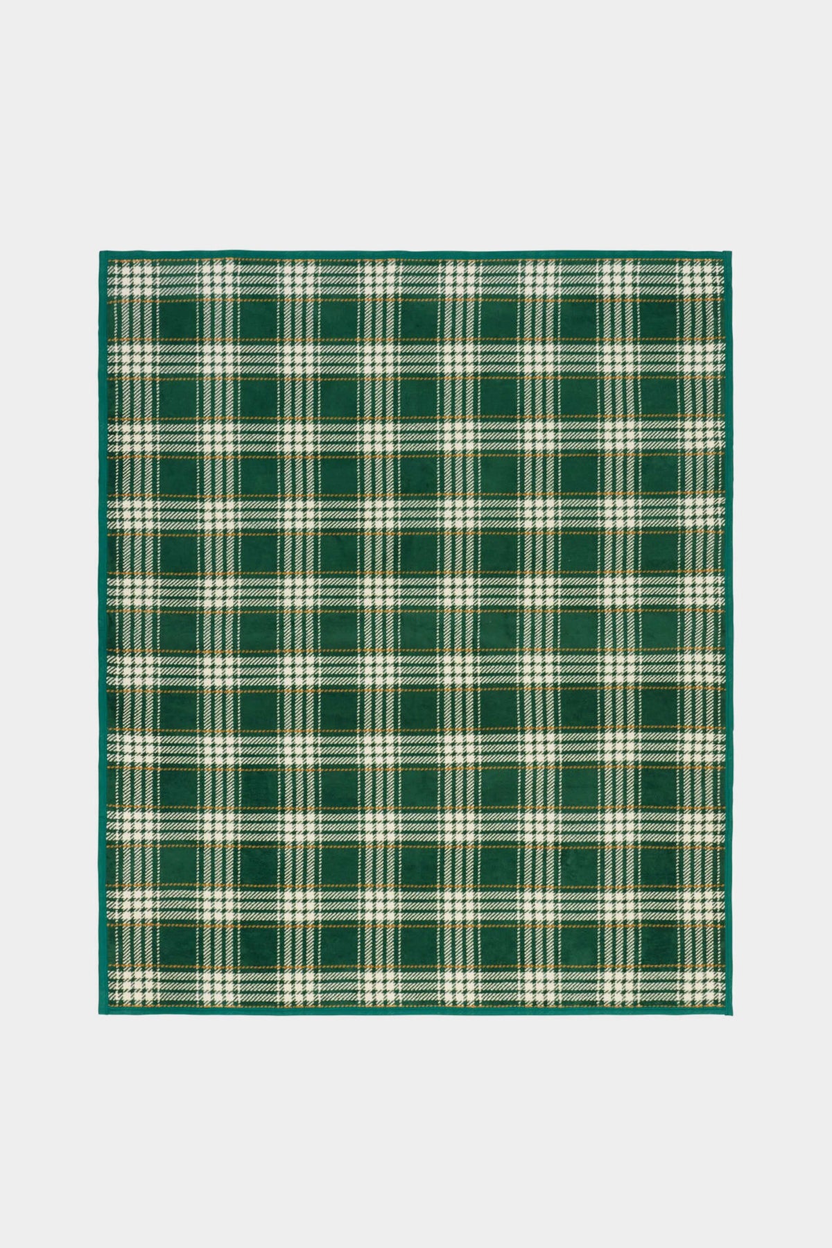 A rectangular mat by ChappyWrap featuring a green and white plaid pattern inspired by their cozy blanket style.