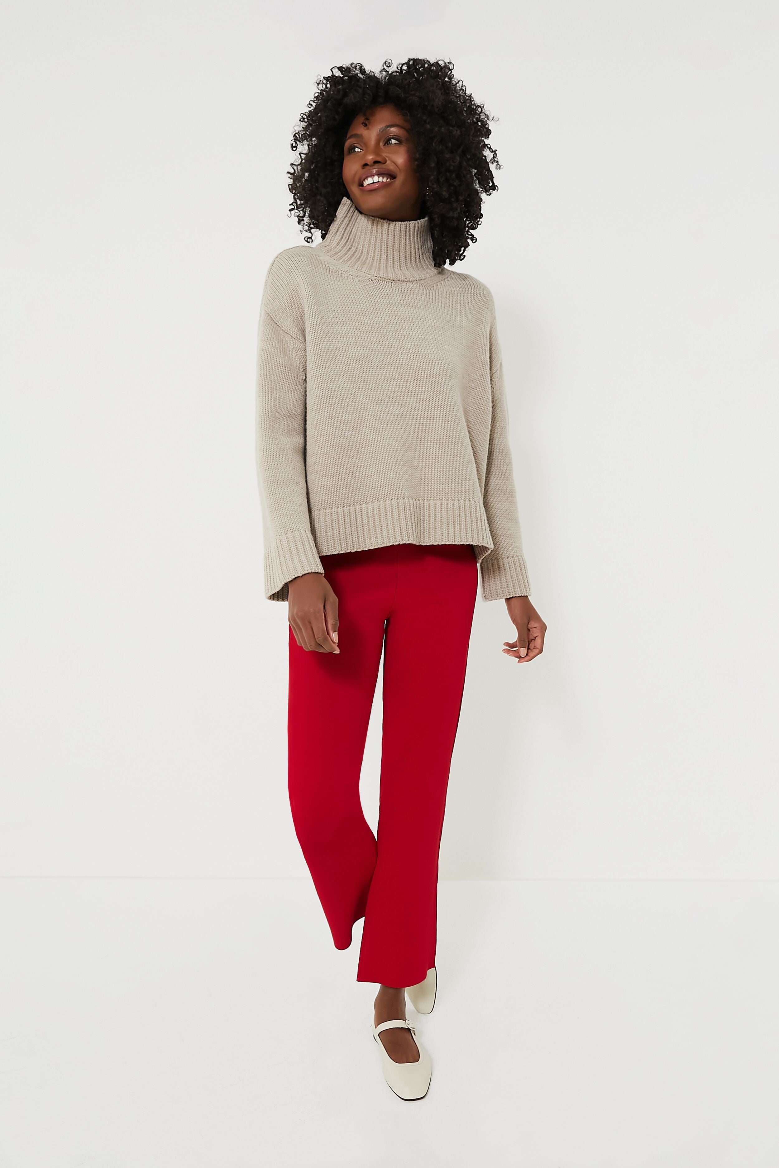 Red Compression Knit Ashford Pants