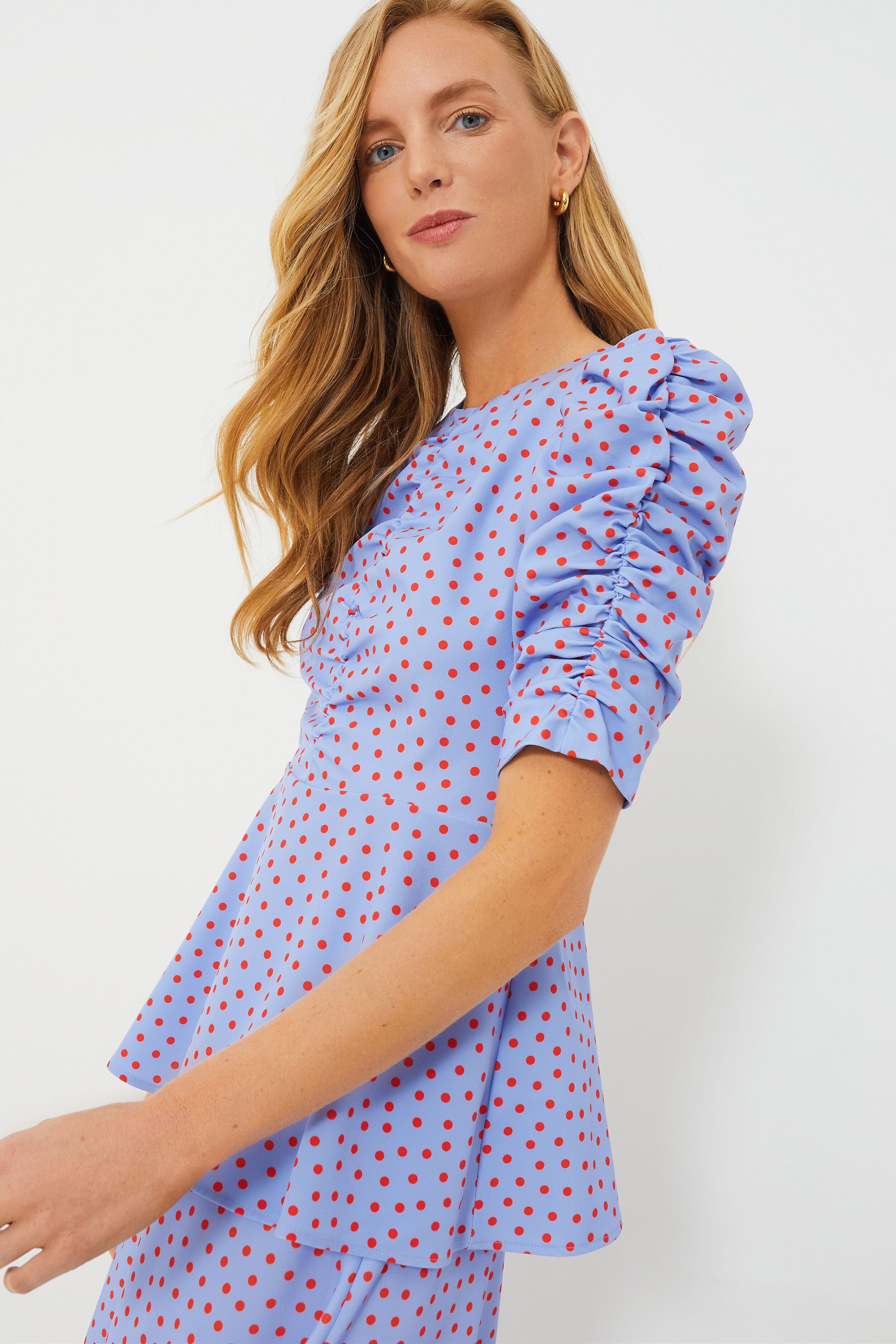 Cosmic Zen Spring Time Dot Ruched Top