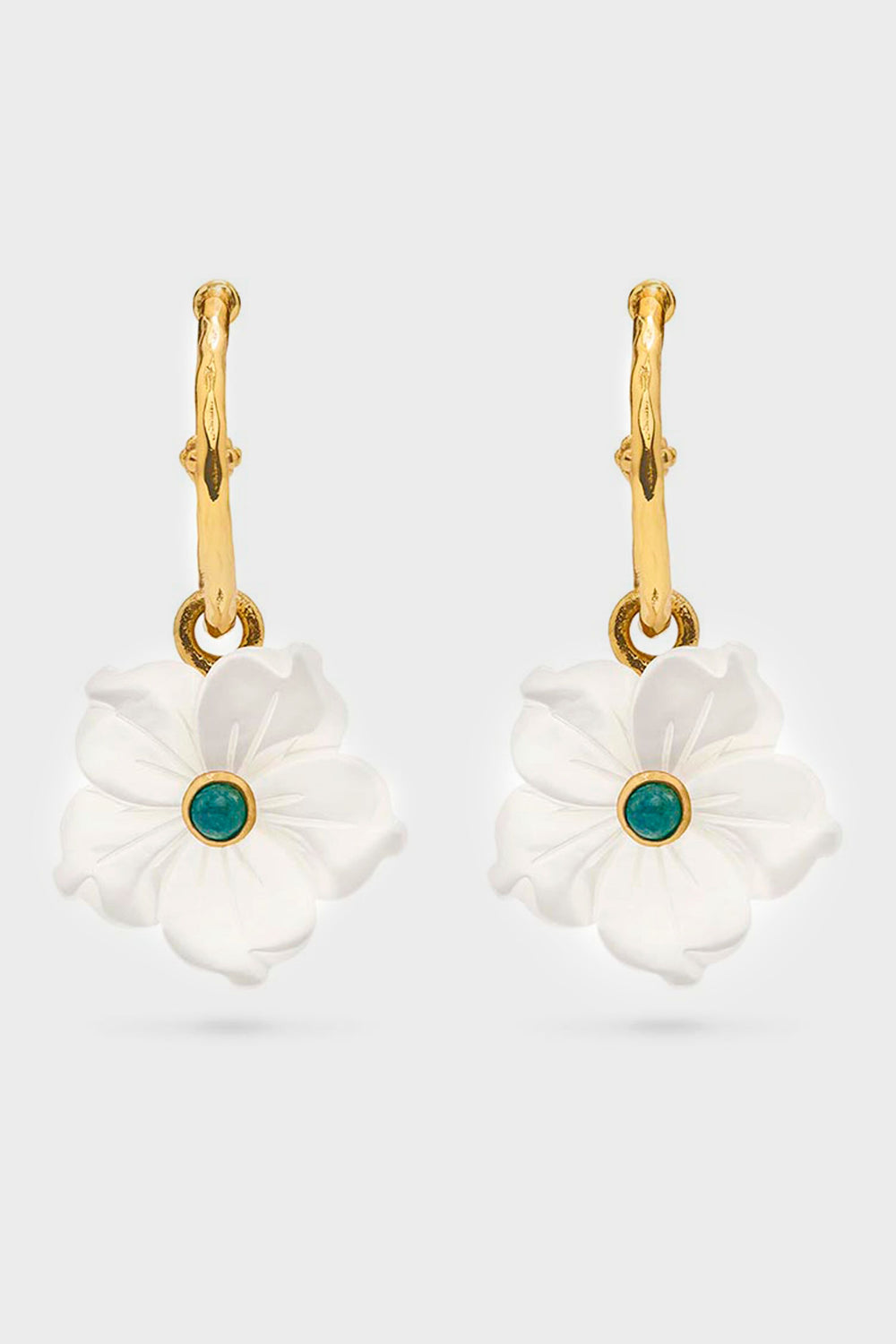 Mermaid Garden Hoop Earrings with Flower Charm