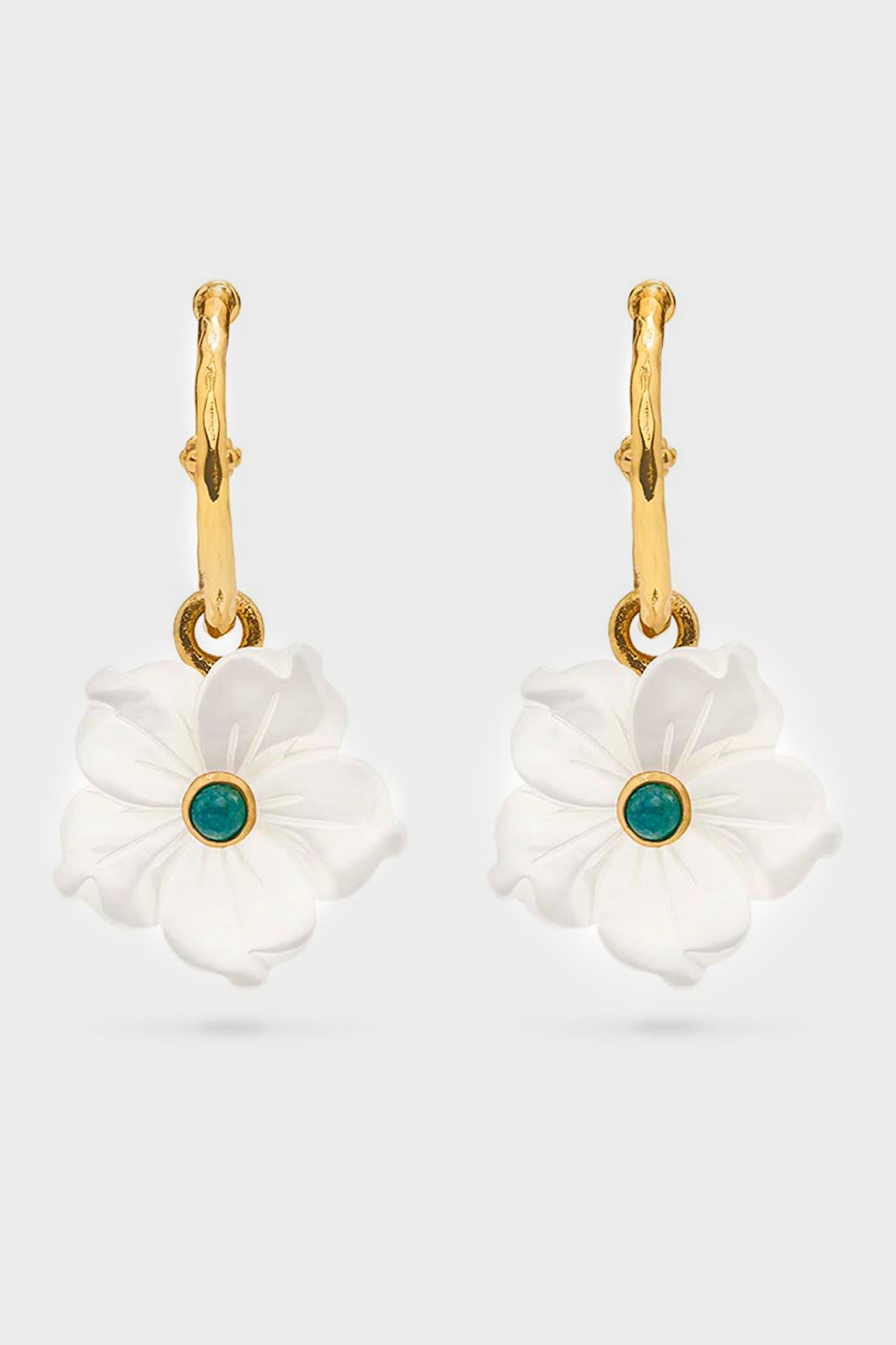 Mermaid Garden Hoop Earrings with Flower Charm