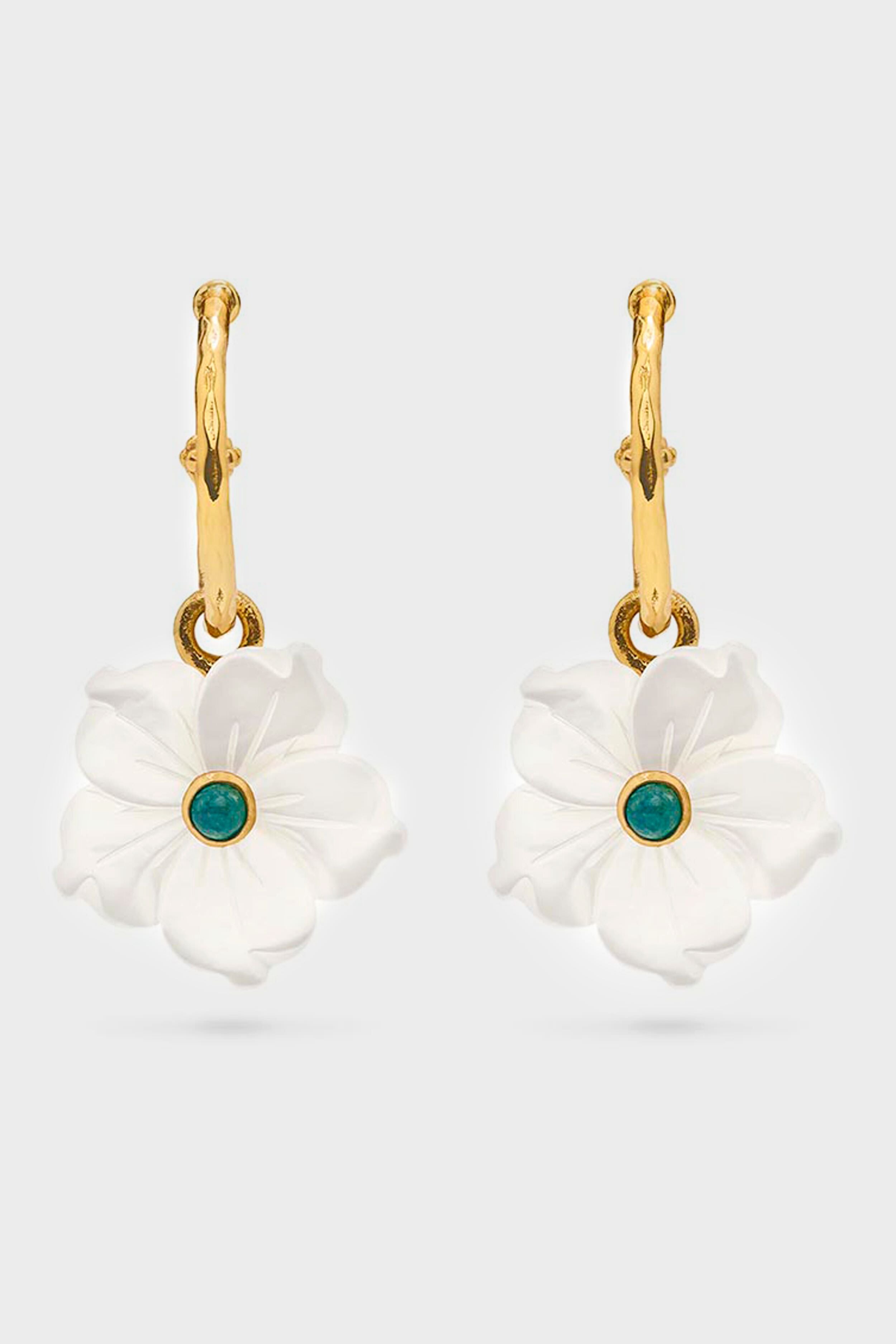 Mermaid Garden Hoop Earrings with Flower Charm