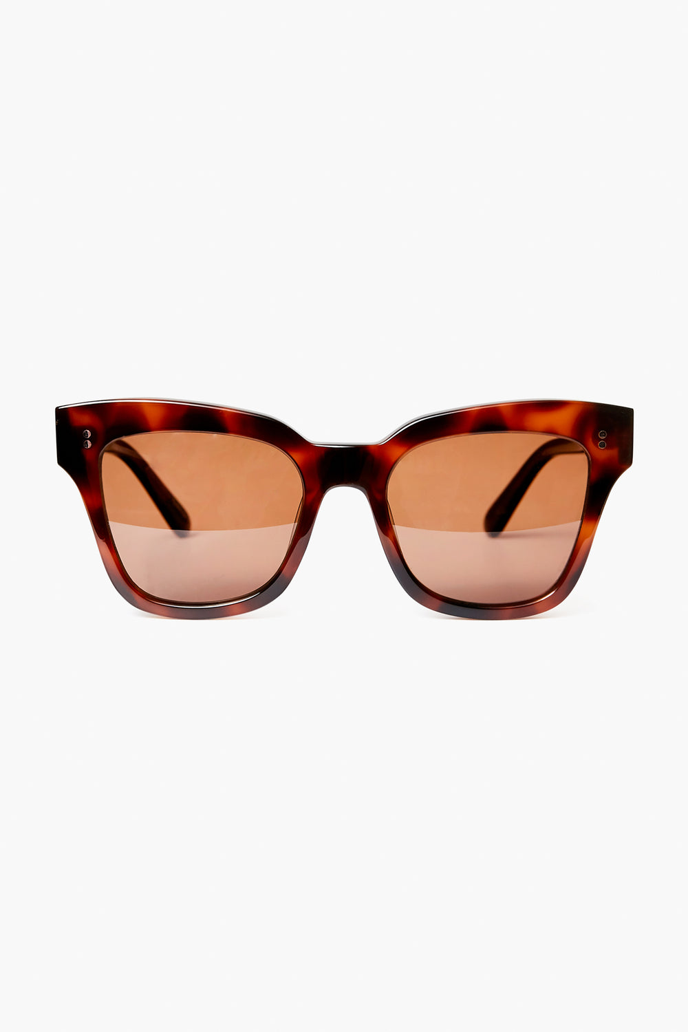 Chimi tortoiseshell sunglasses with a rectangular acetate frame and light brown tinted lenses, offering UV protection.