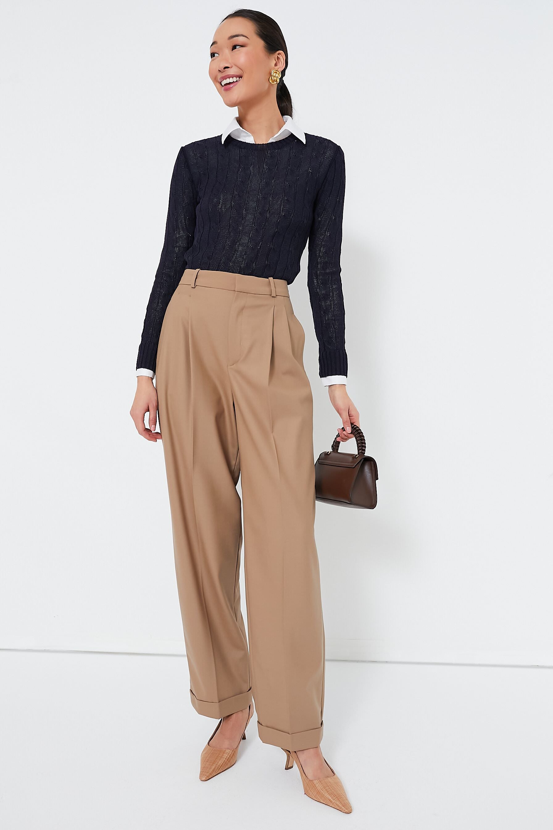 Camel Full Length Pleated Pant