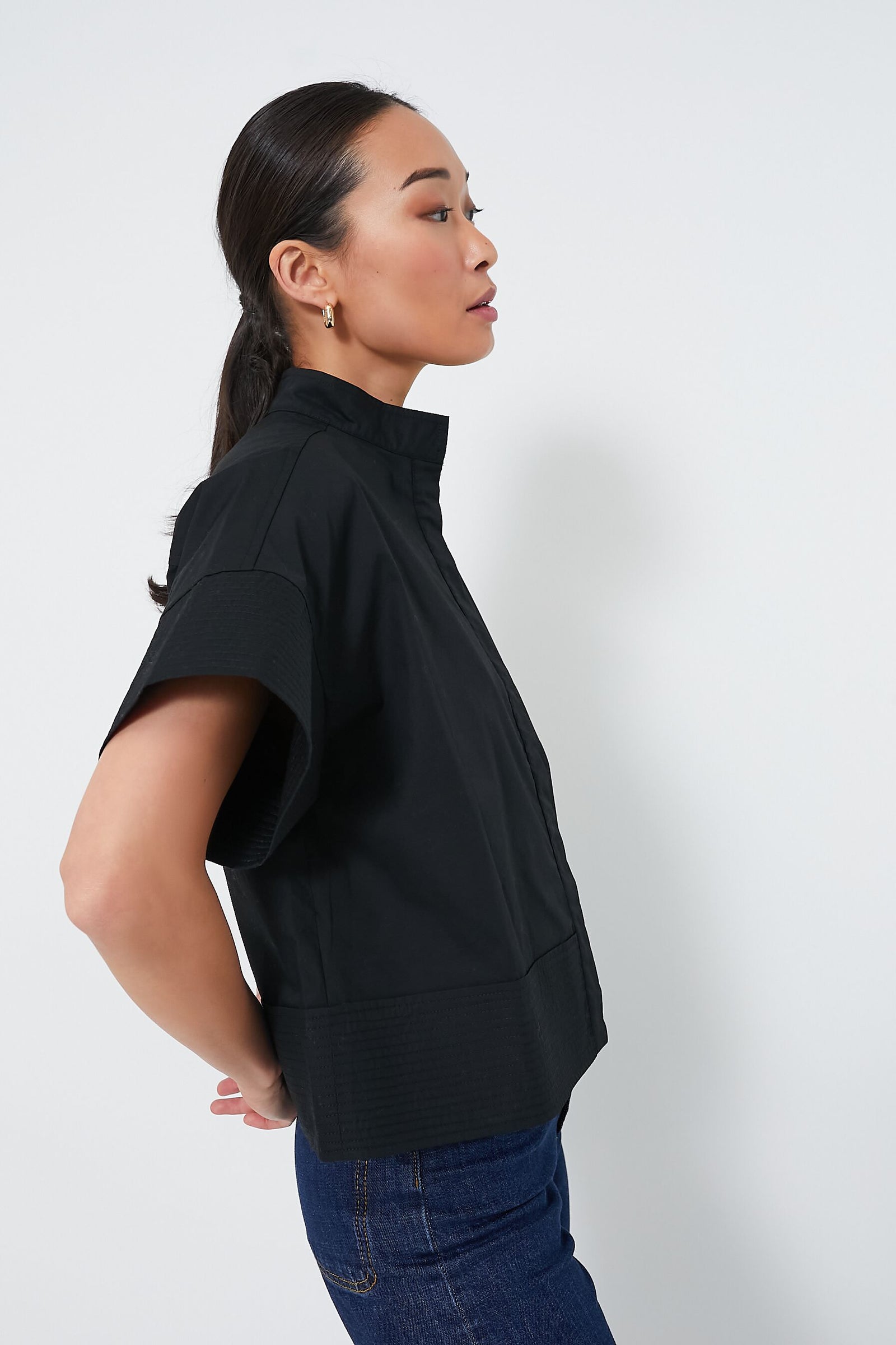 Black Trapunto Stitch Sofia Shirt