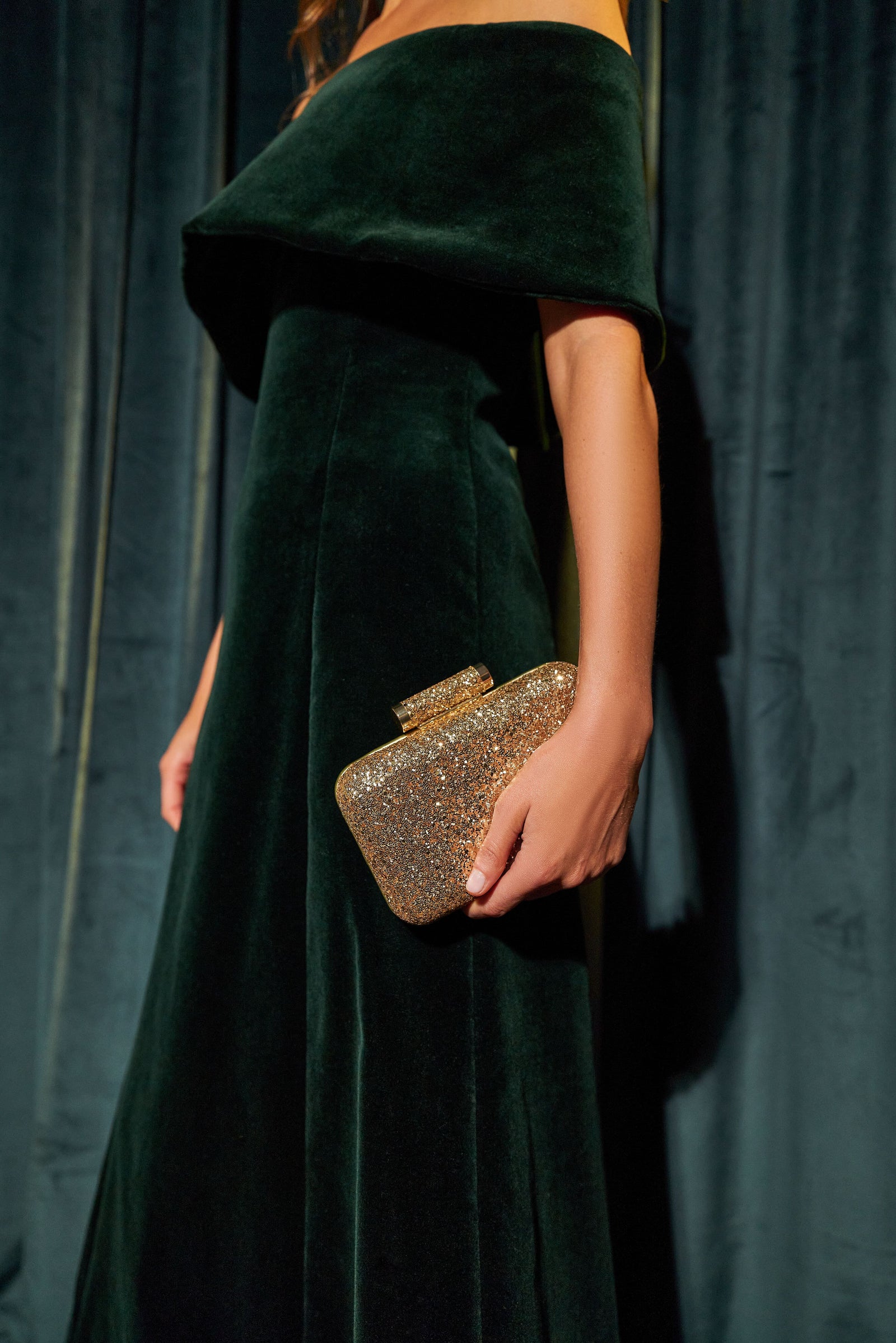 Gold Rosie Glitter Clutch