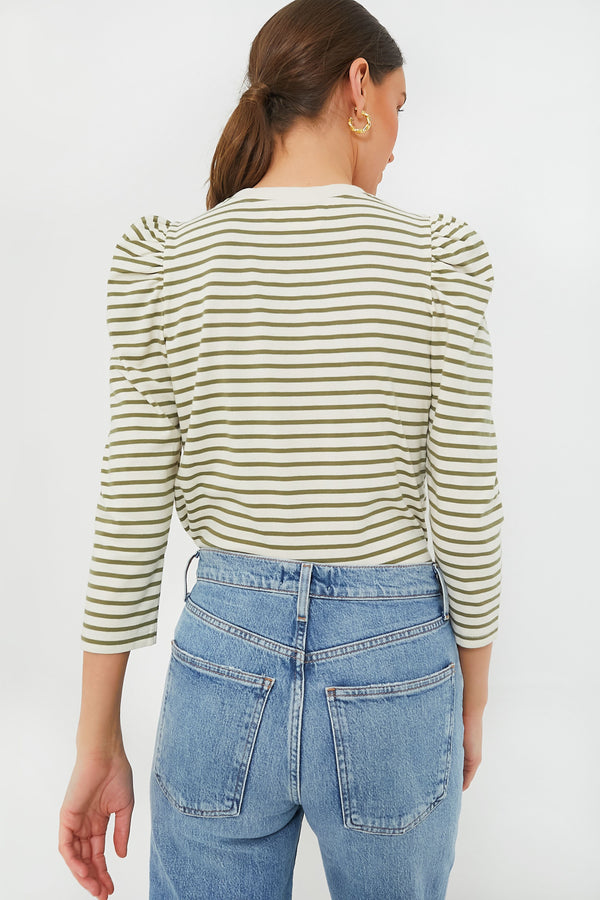 Olive Striped Vesty Long Sleeve Crewneck | Pomander Place