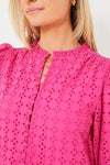 Pink Eyelet Midi Tryall Dress