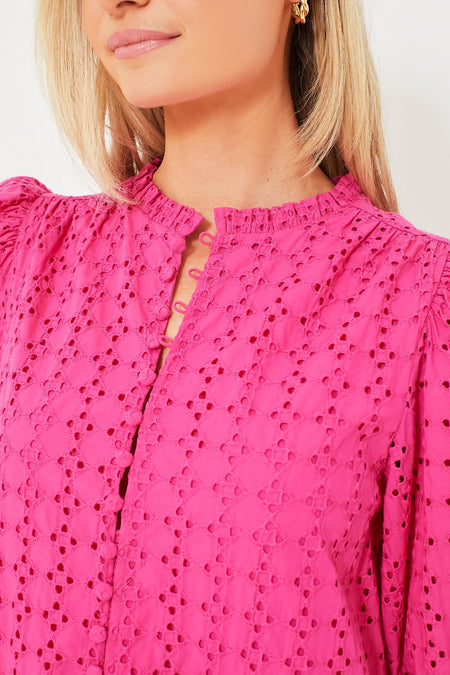 Pink Eyelet Midi Tryall Dress