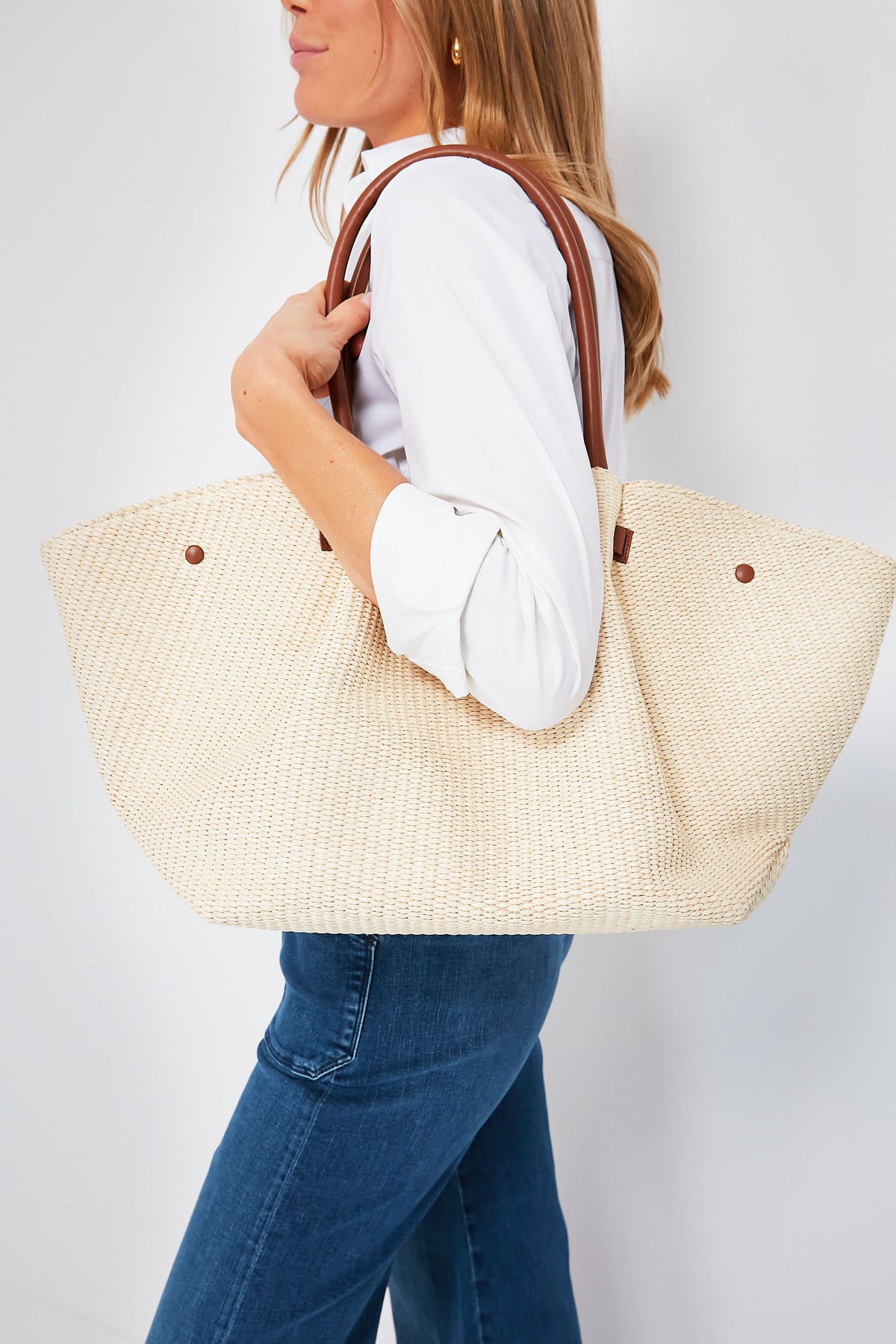 Tan Natural Raffia New York Bag