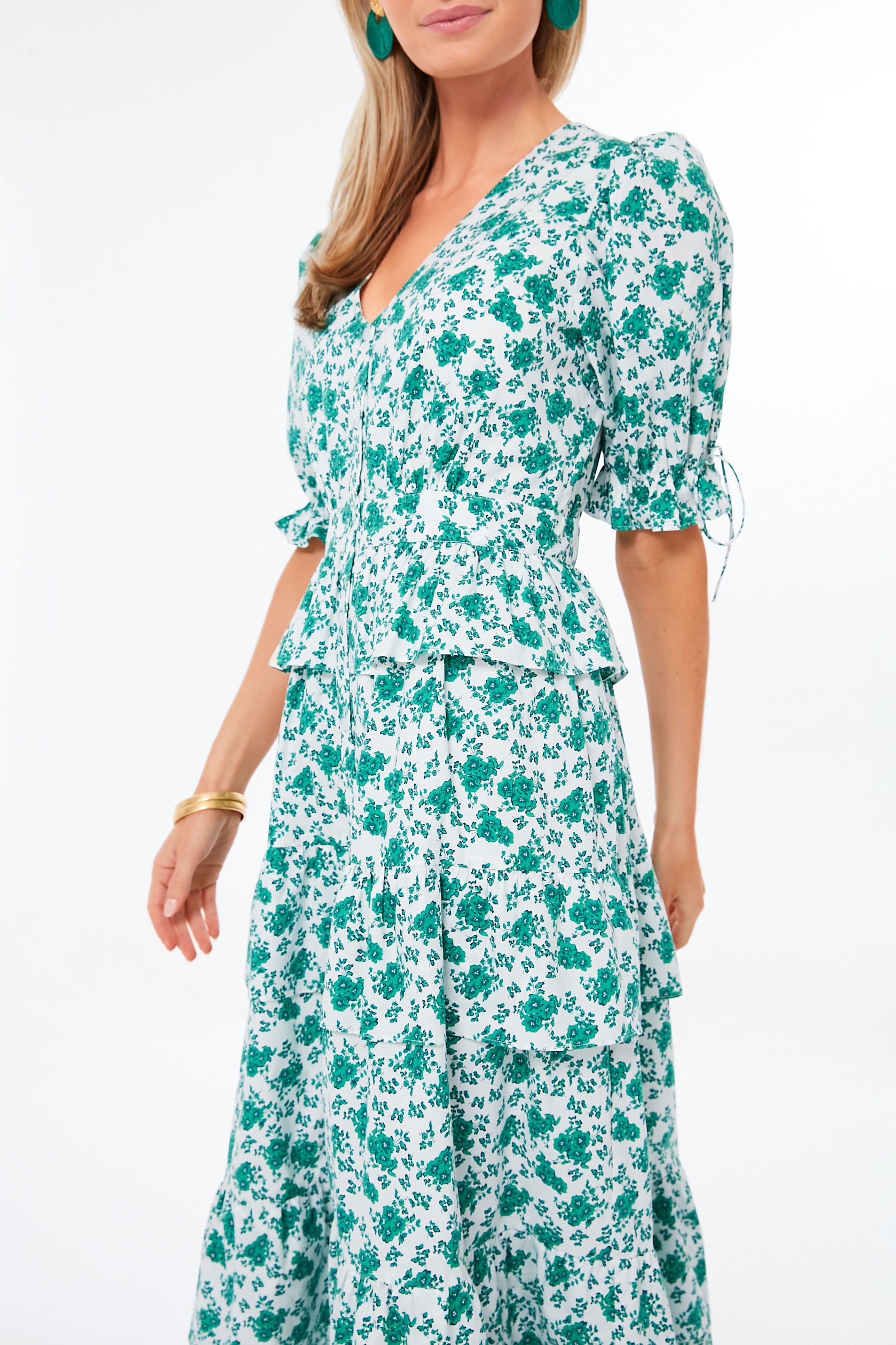 Green Floral Irenea Midi Dress | Hyacinth House