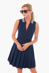 Navy Performance Pleated Golf Dress