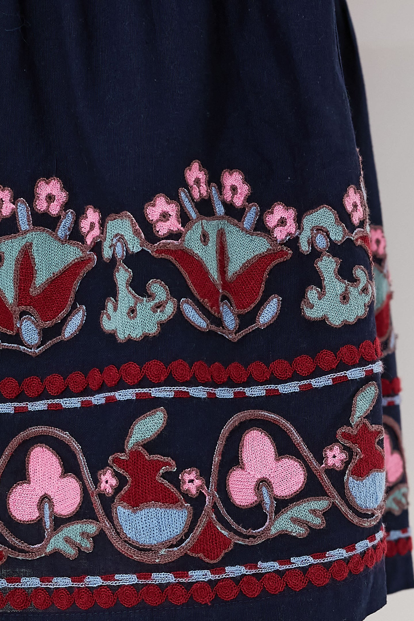 Navy Eclisse Embroidery Slip Dress