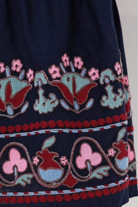 Navy Eclisse Embroidery Slip Dress