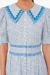 Blue Floral Ric Rac Linger Dress