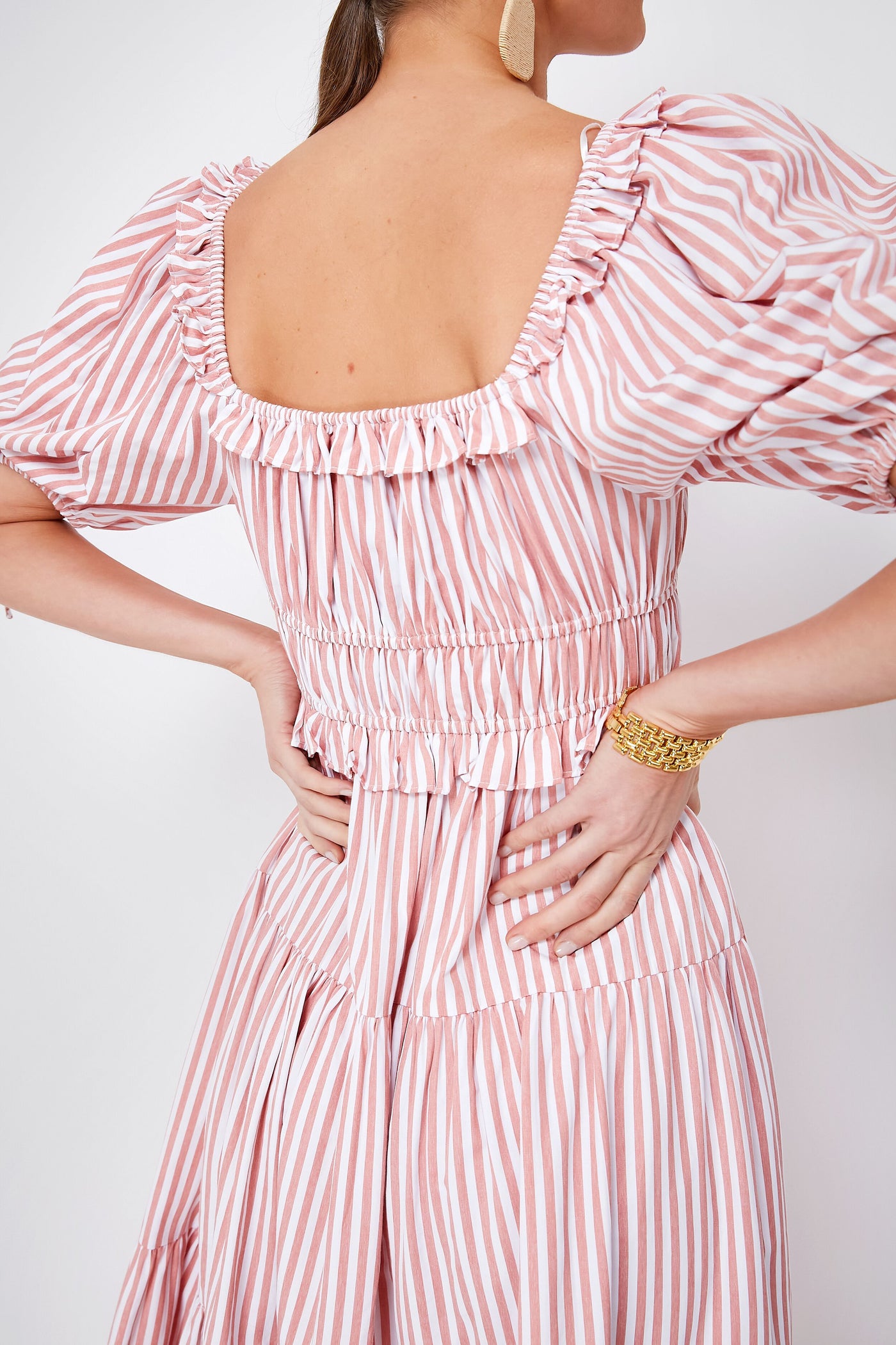 Pink Striped Brielle Midi Dress | En Saison Pink Striped Brielle Midi Dress | En Saison