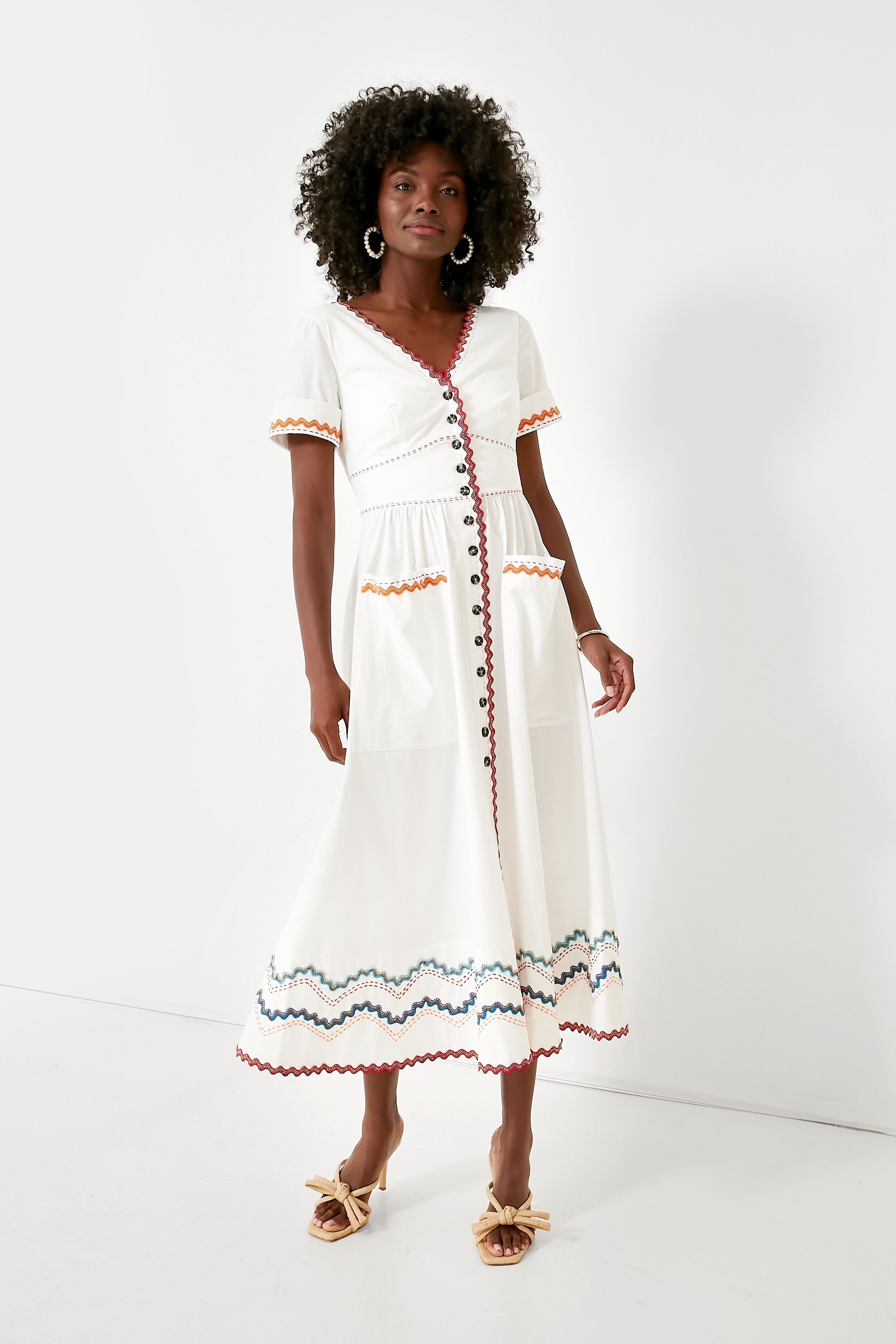 White and Ricrac Stitch Luella Midi Dress