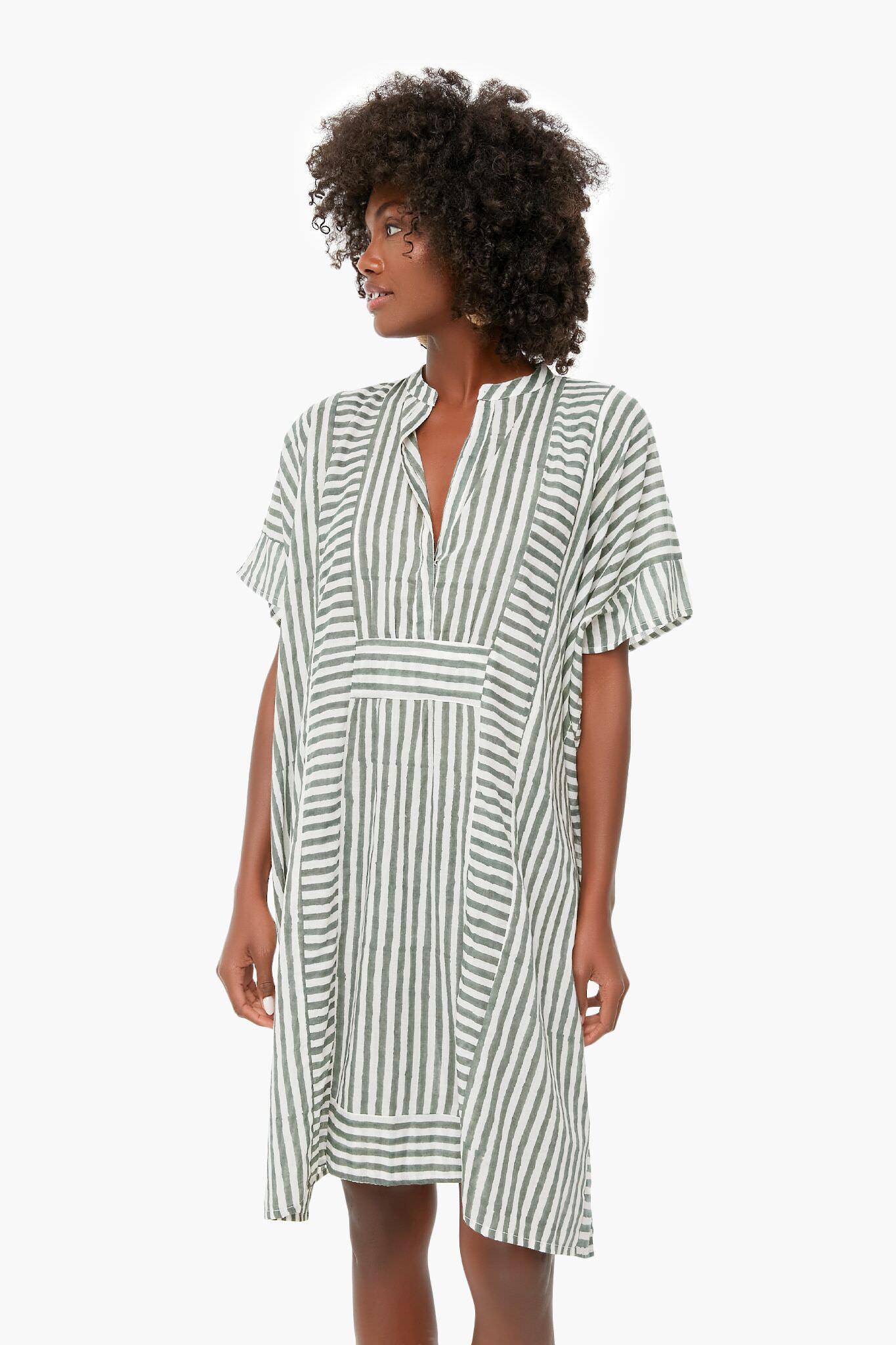 Moss Stripe Emerson Short Caftan