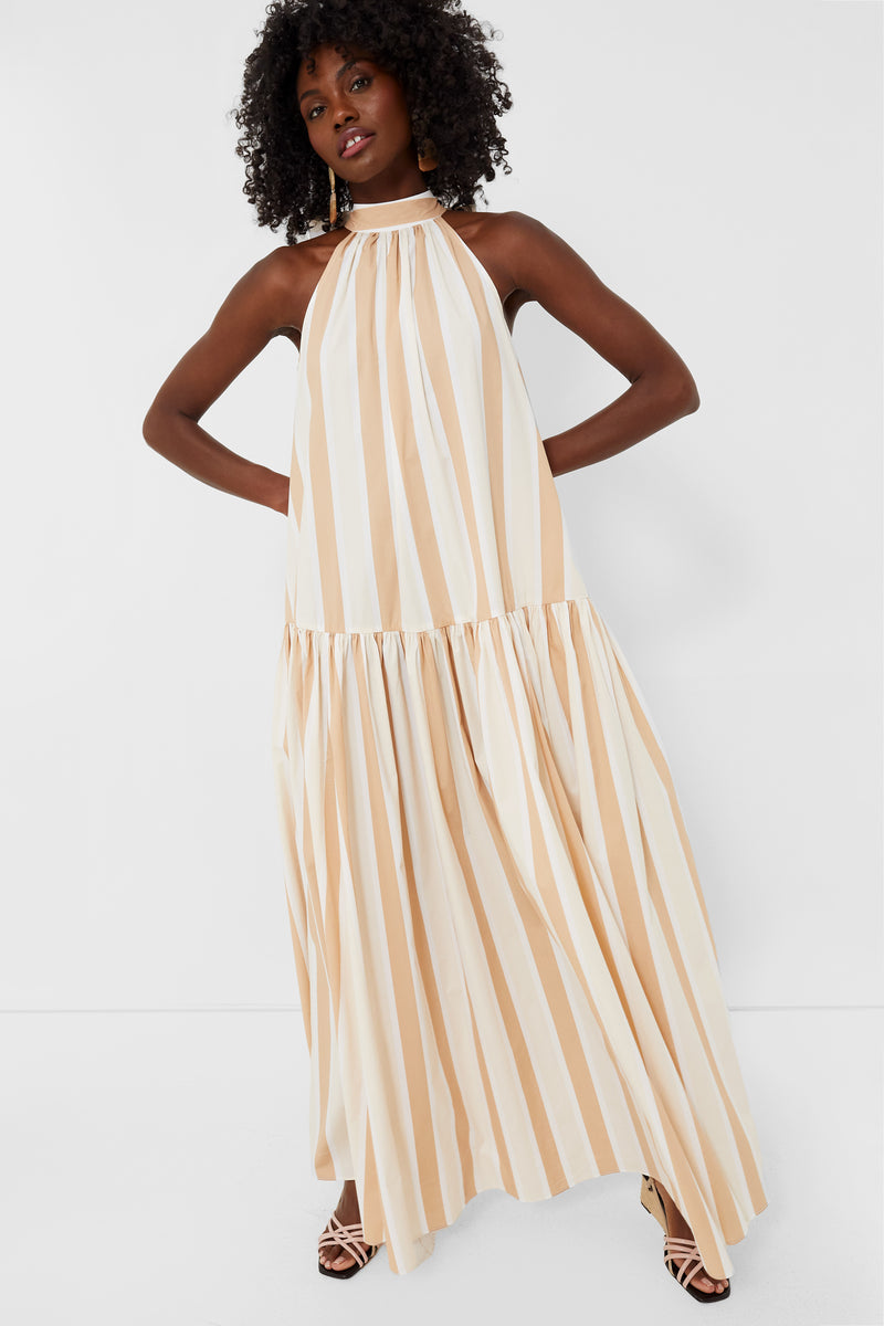 Sand Stripe Midi Marlowe Dress