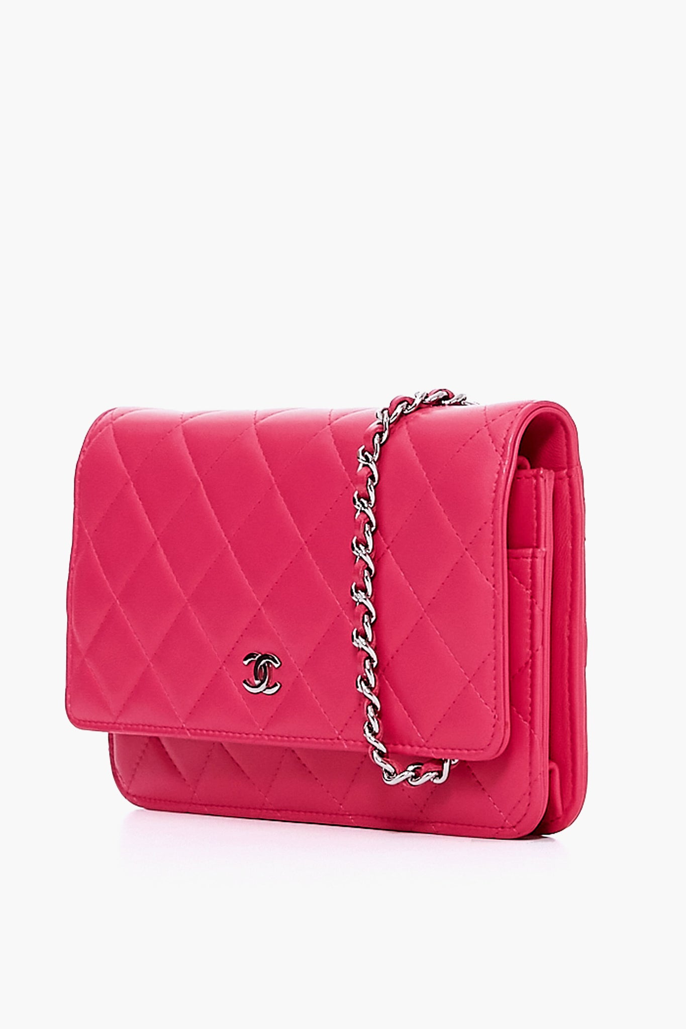 CHANEL Pink Lambskin Wallet on Chain