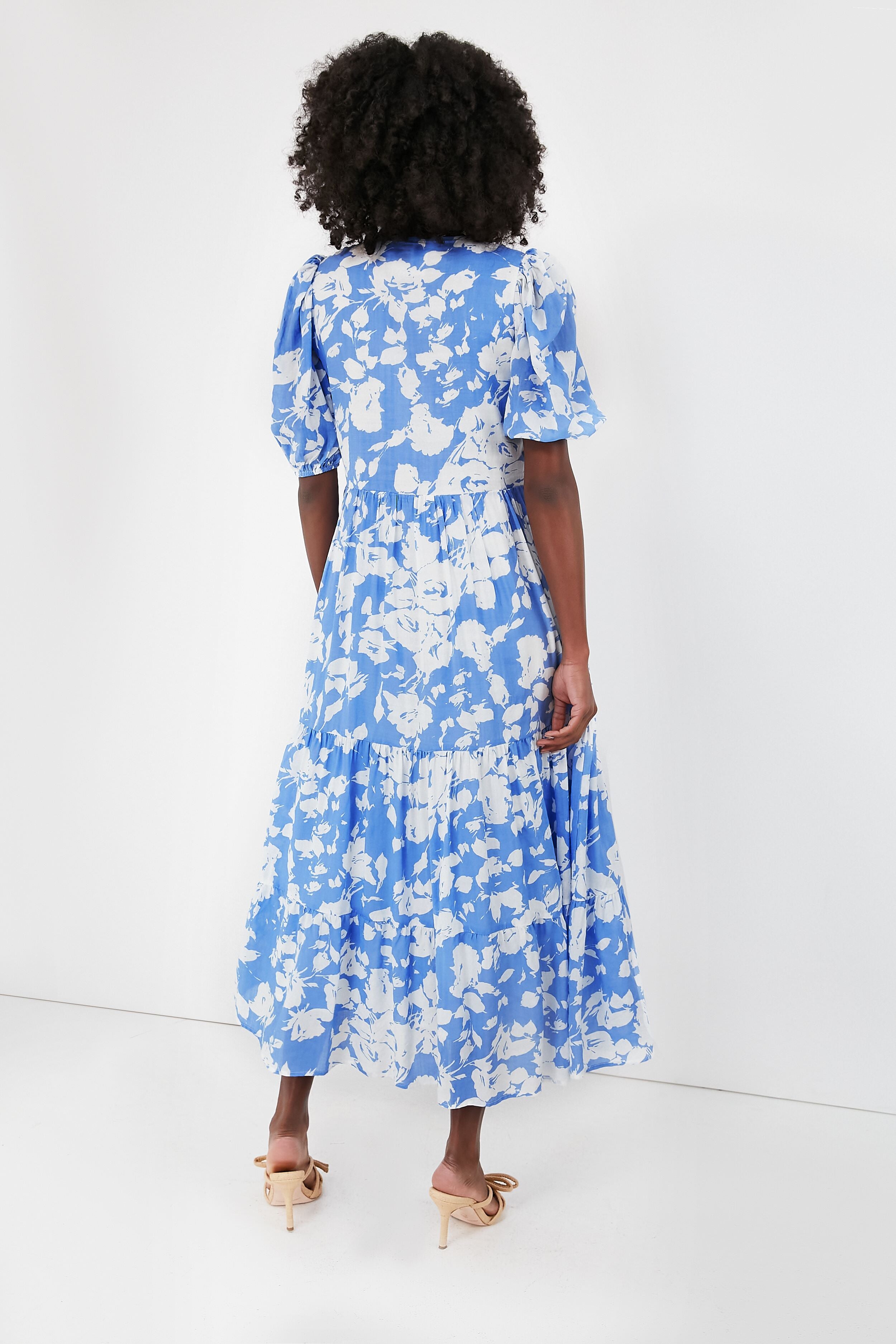 Blue and White Floral Cisco Maxi Dress