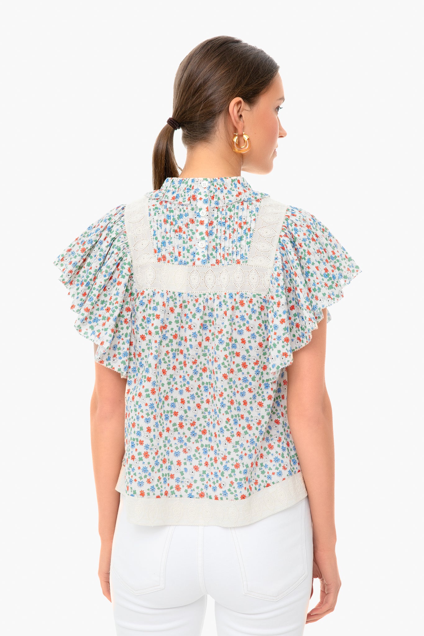 Multi Bubbie Ditsy Short Sleeve Top