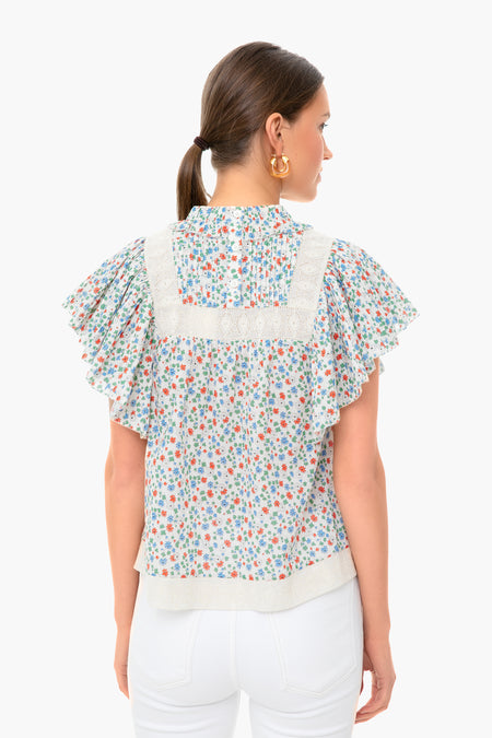 Multi Bubbie Ditsy Short Sleeve Top