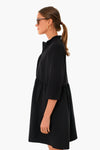 Black Stretch Crepe Royal Shirt Dress