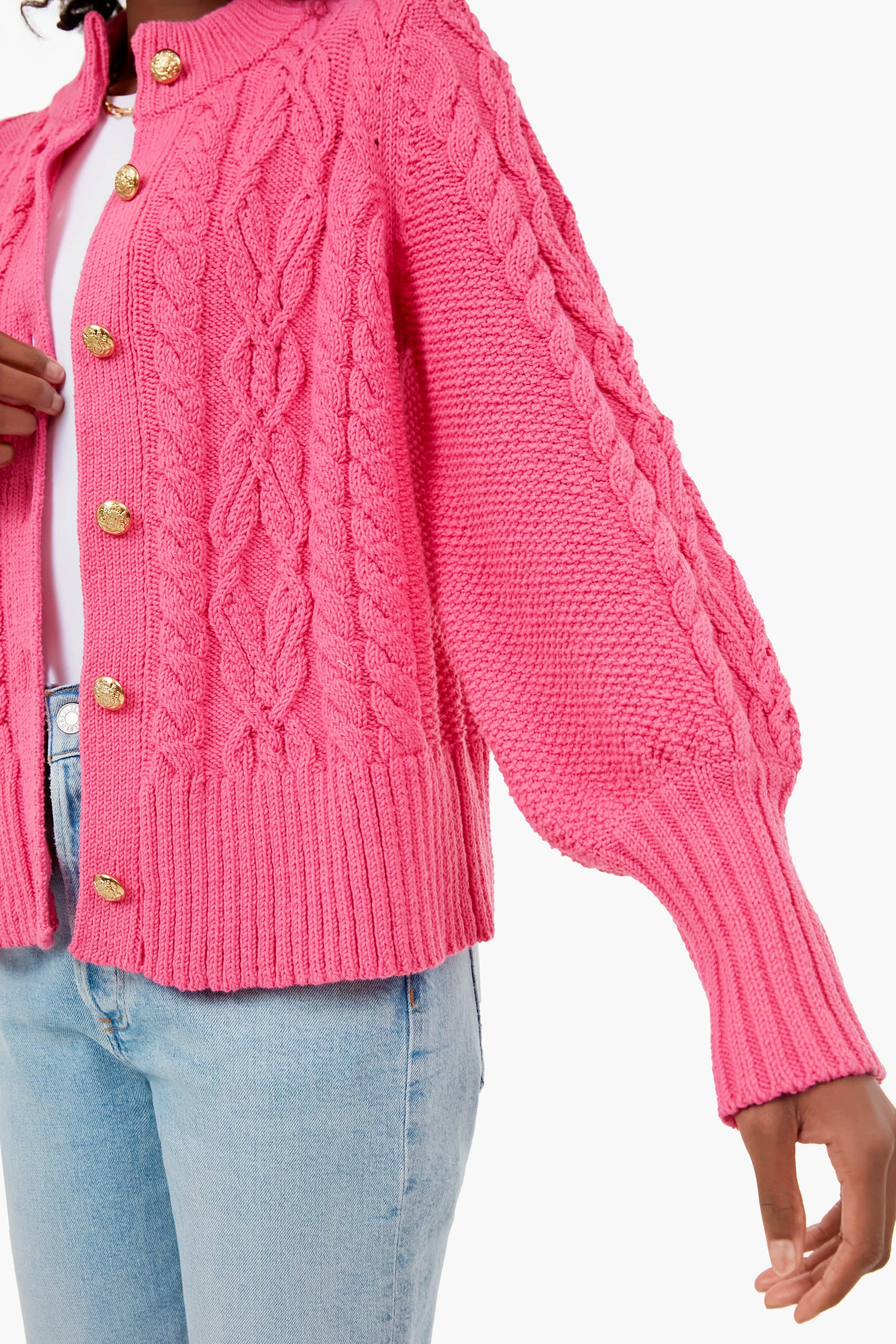 Hot Pink Cotton Colette Cardigan | Tuckernuck