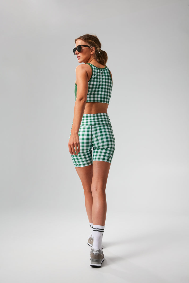 Green Trellis Gingham Jean Sports Bra