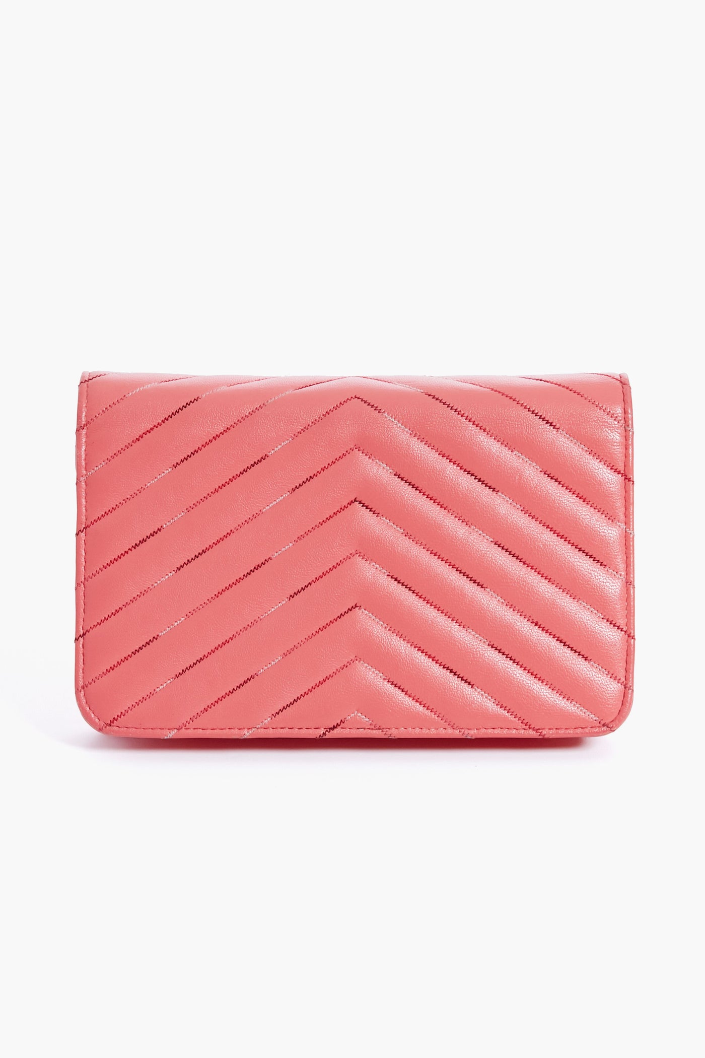 CHANEL Pink Gradient Chevron Wallet On Chain