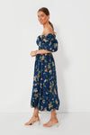 Navy Julian Embroidery Off Shoulder Dress