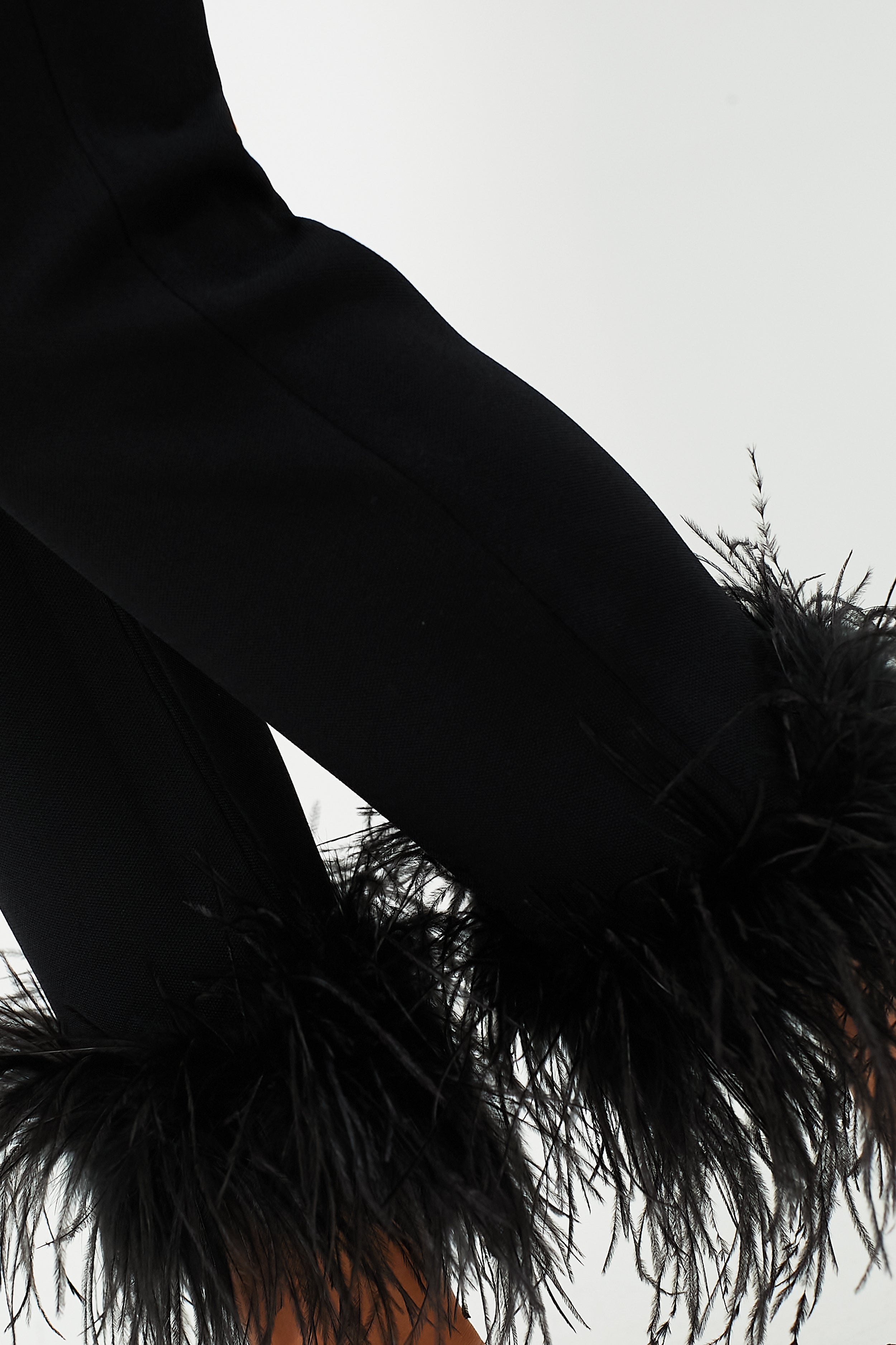 Black Feather Compression Knit Ashford Pants