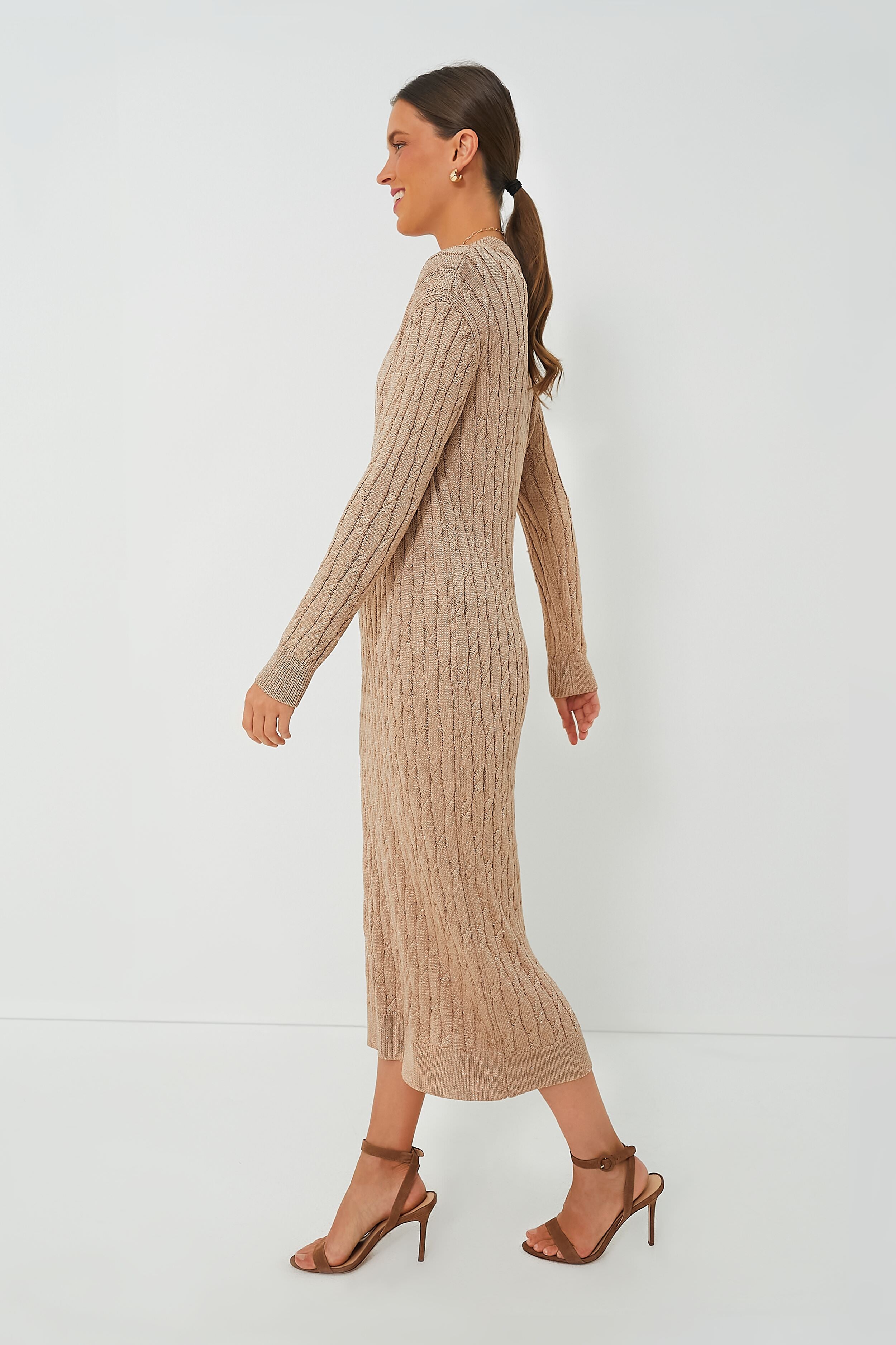 Gold Cable Knit Midi Dress | Tuckernuck