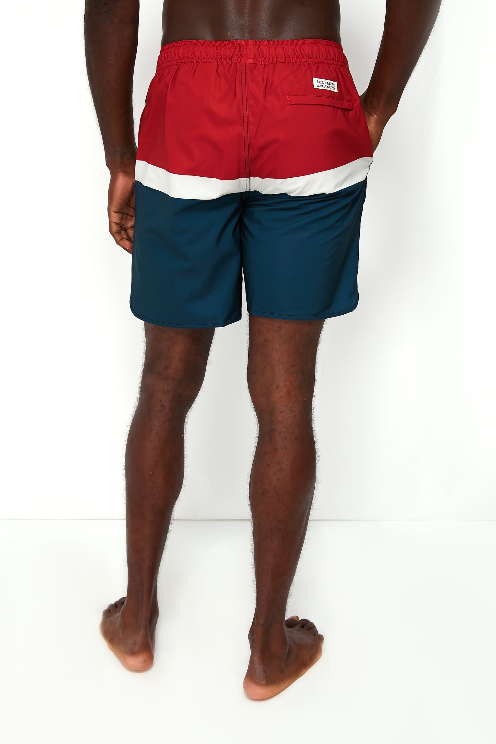 Red Colorblock Anchor Trunks