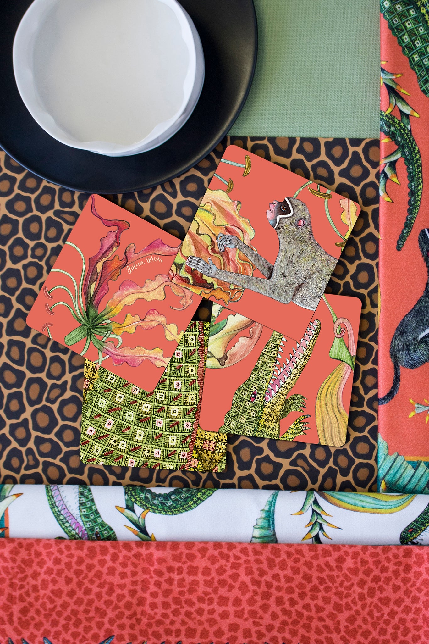 Coral Flame Lily Coasters (Set of 4)