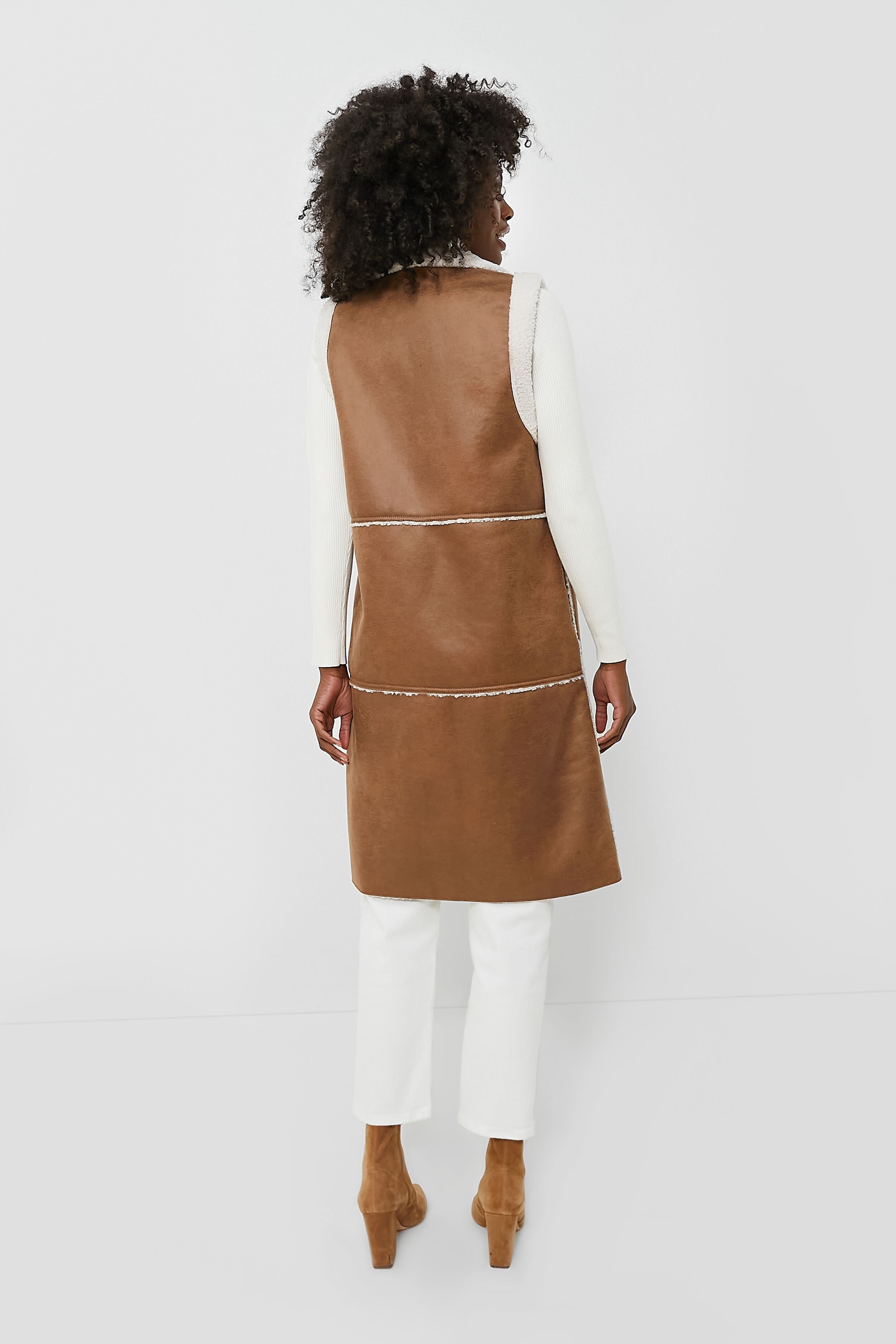 Alta Shearling Vest Women Camel