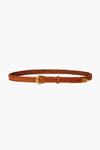 A brown fishtail braided genuine leather hip belt with a gold buckle by B-Low the Belt.