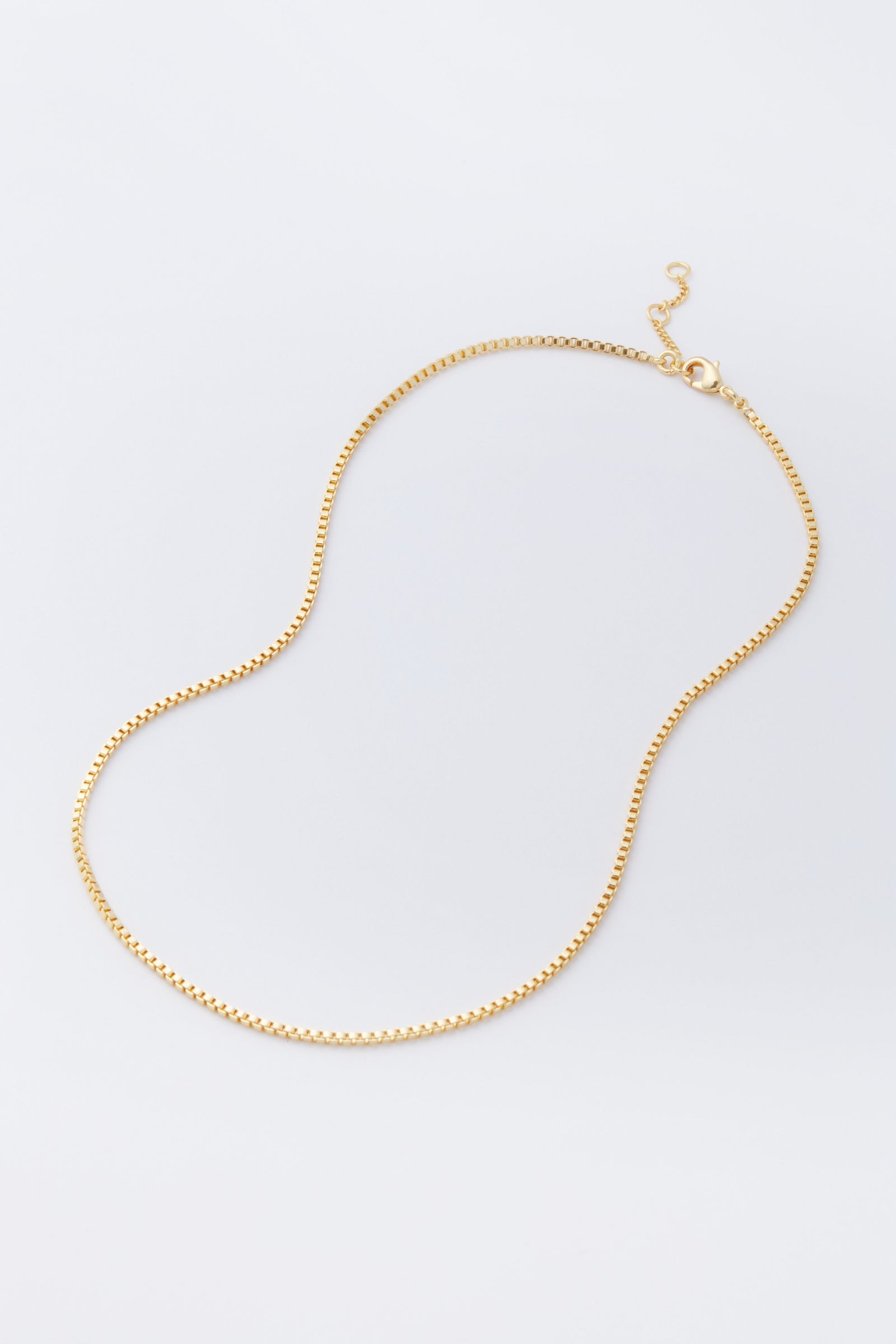 Gold Thin Box Chain Necklace