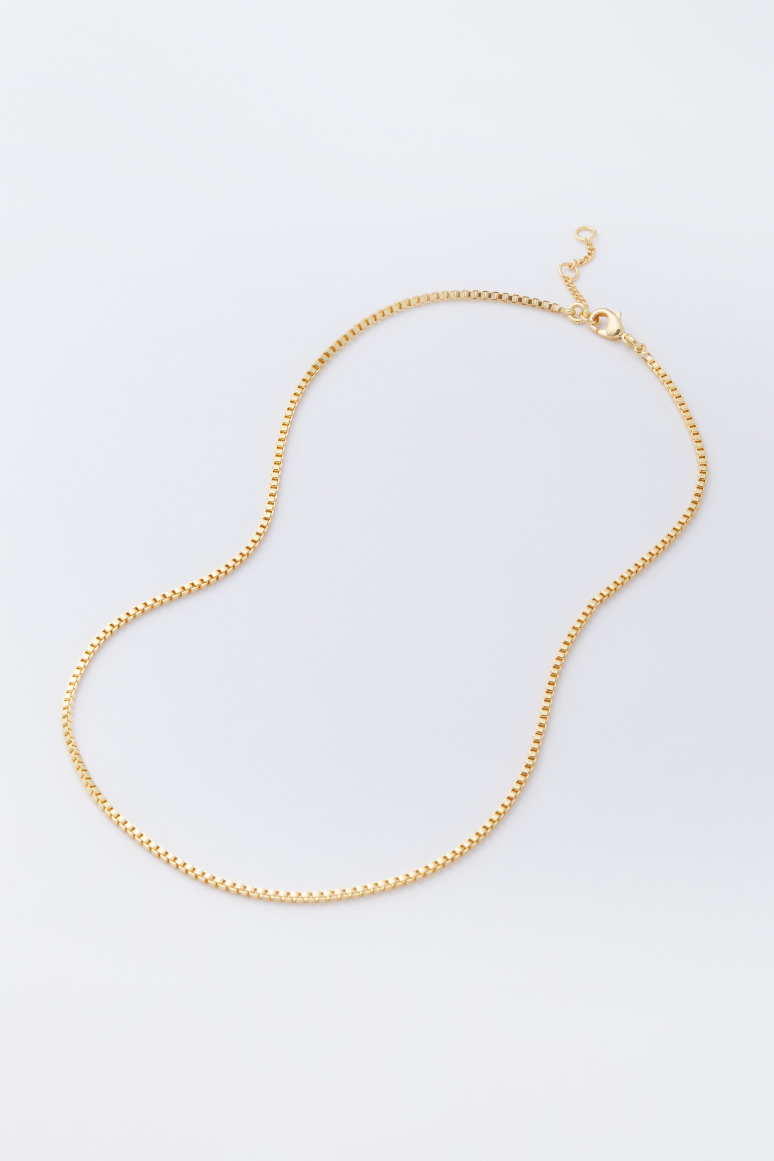 Gold Thin Box Chain Necklace