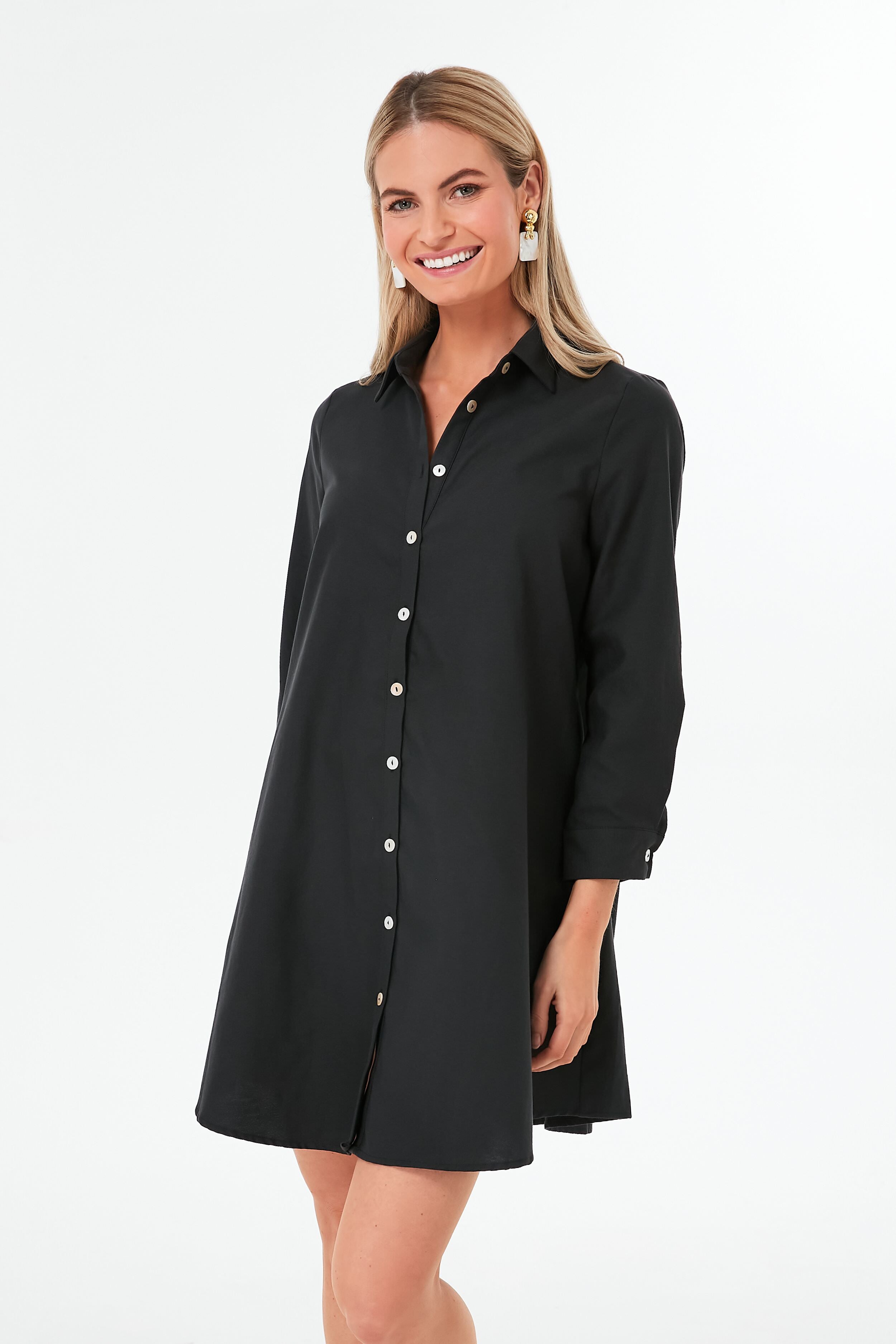 Black Oxford Harris Shirt Dress | Pomander Place