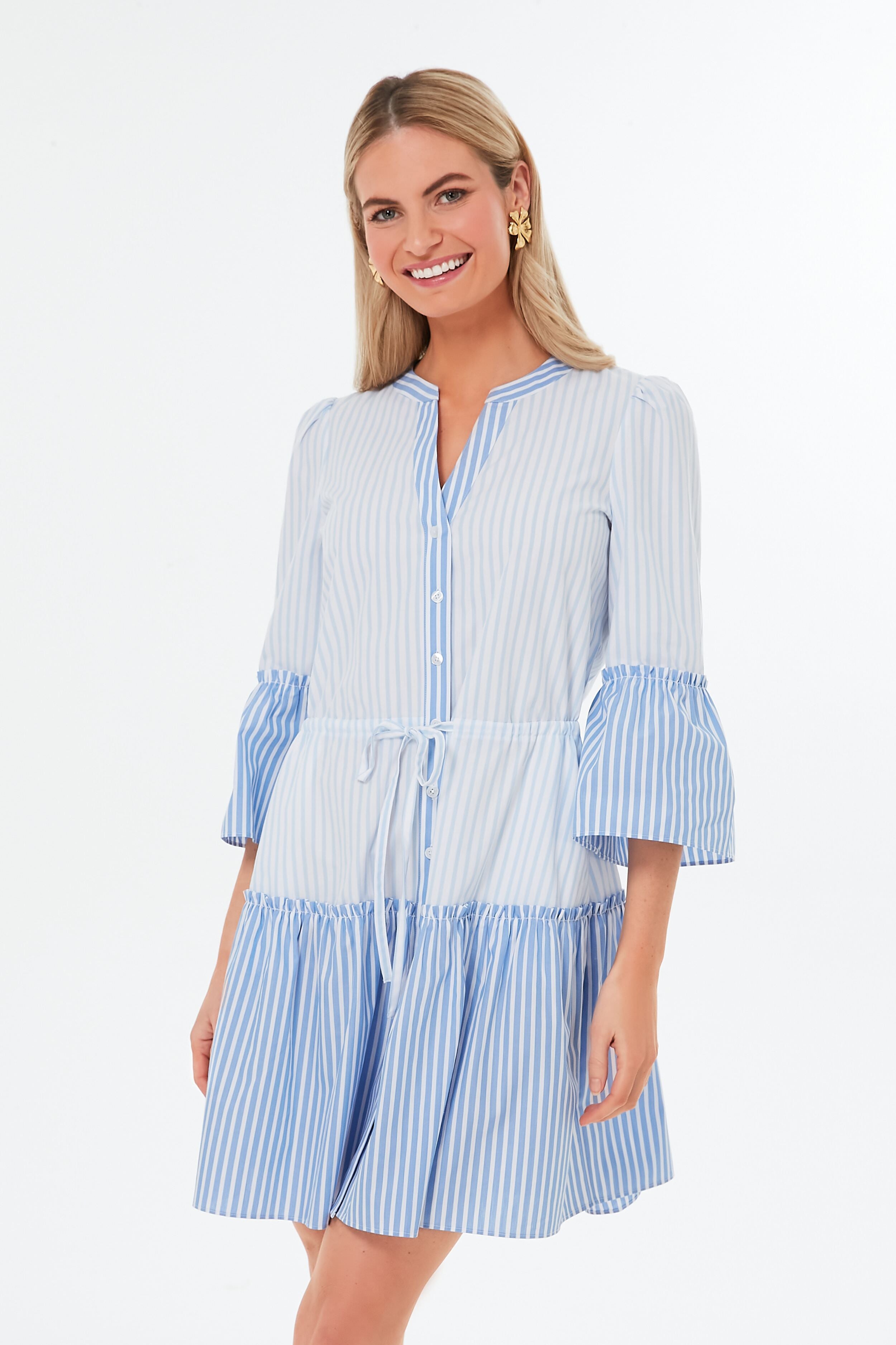 Draper James Avery Shirtdress Blue Multi SM at  Women's Clothing store